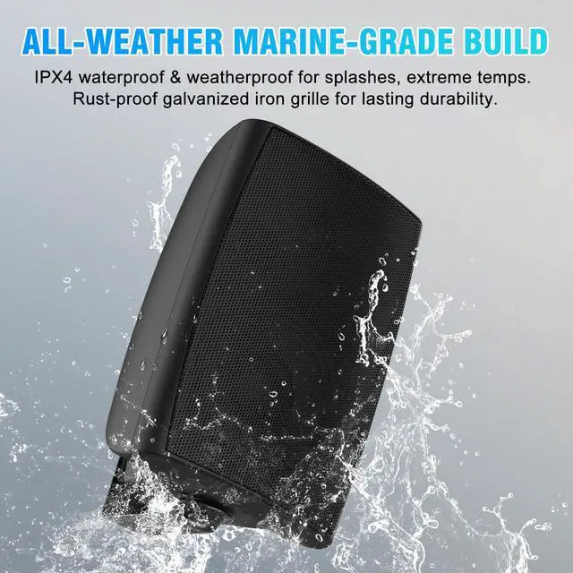 Alt view image 3 of 6 - 8-Inch Woofer 600W Passive Outdoor Speakers Wired, Large Wall-Mount Size(10.6"x9.4"x16.33" 11.4lbs Each), IP44 Waterproof All-Weather for Commercial Areas, Spacious BackyardsPair