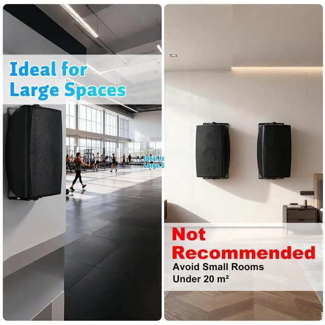 Alt view image 5 of 6 - 8-Inch Woofer 600W Passive Outdoor Speakers Wired, Large Wall-Mount Size(10.6"x9.4"x16.33" 11.4lbs Each), IP44 Waterproof All-Weather for Commercial Areas, Spacious BackyardsPair