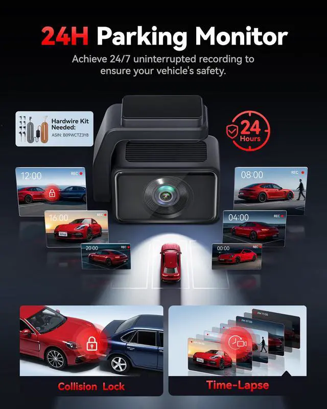 Alt view image 6 of 7 - F4 Pro 4K STARVIS 2 Dash Cam, 5.8GHz WiFi 6 Transfer, 128GB Card | 2.2" Touch Screen, Voice Control, Mini Dash Cam Front and Rear with HDR Night Vision, Loop Recording, 24H Parking Mode