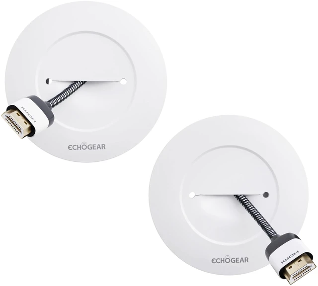 Main image of TV Cord Hider for Wall Mounted TV - White Cable Management Kit Hides TV Wires Behind The Wall- Includes 2 Pass Throughs, Locking Brackets, and Hole Saw Drill Attachment for Easy Install