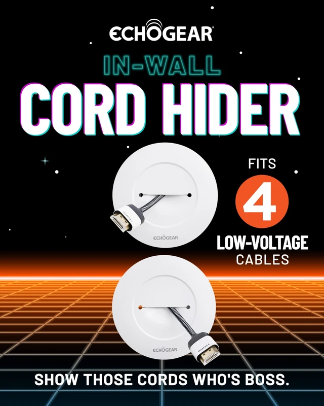 Alt view image 2 of 7 - TV Cord Hider for Wall Mounted TV - White Cable Management Kit Hides TV Wires Behind The Wall- Includes 2 Pass Throughs, Locking Brackets, and Hole Saw Drill Attachment for Easy Install