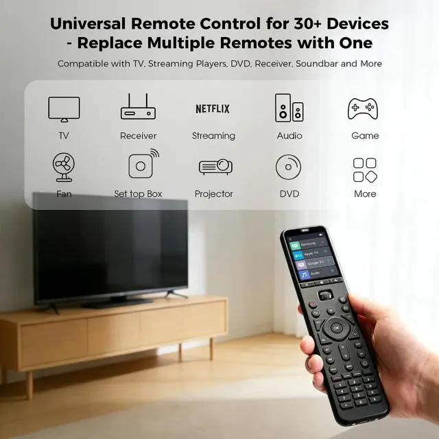 Alt view image 2 of 7 - U3 Universal Remote Control with APP & Global Macro | All-in-One Smart Universal Remote for TV/Soundbar/DVD/Blu-ray and More, Active Multi-Link Bluetooth & Google Voice Control