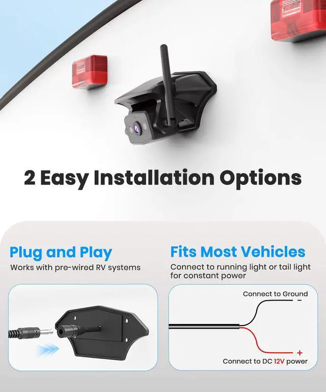 Alt view image 2 of 6 - 7.2" Wireless RV Backup Camera: 30-Min Plug and Play Install | 1080P Full Screen for Stable Live View, Clear IR Night Vision & DVR Recording Back up Camera for RV Trailer Camper Motorhome