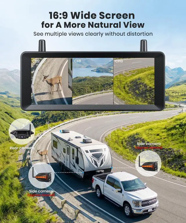 Alt view image 3 of 6 - 7.2" Wireless RV Backup Camera: 30-Min Plug and Play Install | 1080P Full Screen for Stable Live View, Clear IR Night Vision & DVR Recording Back up Camera for RV Trailer Camper Motorhome