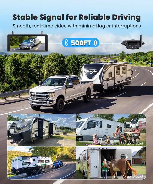 Alt view image 5 of 6 - 7.2" Wireless RV Backup Camera: 30-Min Plug and Play Install | 1080P Full Screen for Stable Live View, Clear IR Night Vision & DVR Recording Back up Camera for RV Trailer Camper Motorhome