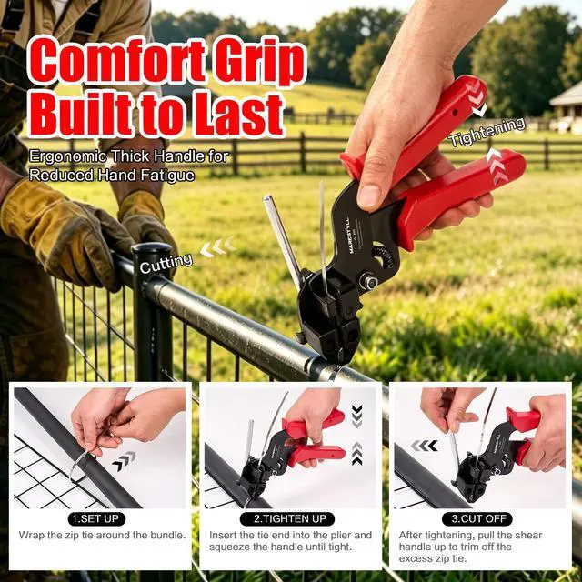 Alt view image 3 of 7 - Metal Zip Ties Gun Set-For Fastening And Cutting Tie Special Tool,With 150pcs Stainless Steel Zip Ties Heavy Duty OutdoorFor Chain Link Fence Parts, Wire Fence Rolls,Exhaust Wrap, Poultry Fence