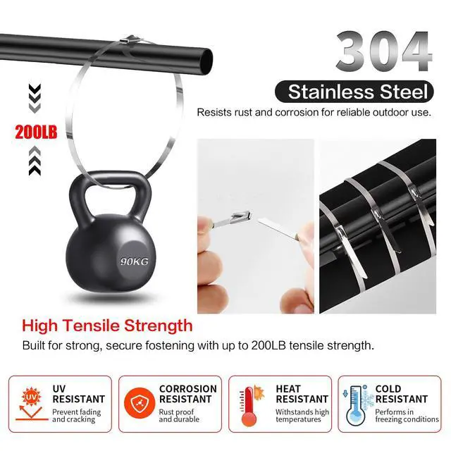 Alt view image 4 of 7 - Metal Zip Ties Gun Set-For Fastening And Cutting Tie Special Tool,With 150pcs Stainless Steel Zip Ties Heavy Duty OutdoorFor Chain Link Fence Parts, Wire Fence Rolls,Exhaust Wrap, Poultry Fence