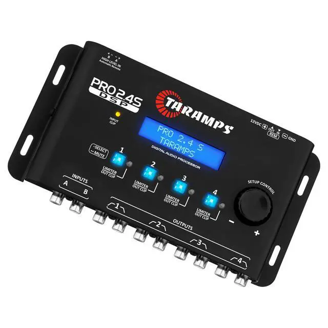 Alt view image 3 of 7 - Taramps PRO 2.4S Car Audio DSP Equalizer 4 Channel Digital Crossover | Automotive DSP with 15-band EQ, active crossover, delay alignment, RCA & High-Level inputs for precise sound tuning