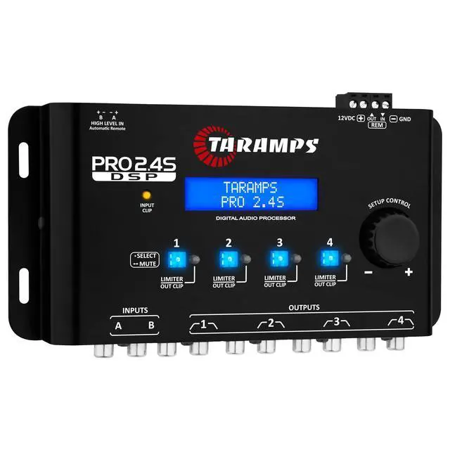 Alt view image 2 of 7 - Taramps PRO 2.4S Car Audio DSP Equalizer 4 Channel Digital Crossover | Automotive DSP with 15-band EQ, active crossover, delay alignment, RCA & High-Level inputs for precise sound tuning