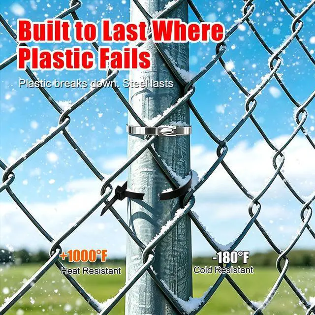 Alt view image 5 of 7 - Metal Zip Ties Gun Set-For Fastening And Cutting Tie Special Tool,With 150pcs Stainless Steel Zip Ties Heavy Duty OutdoorFor Chain Link Fence Parts, Wire Fence Rolls,Exhaust Wrap, Poultry Fence