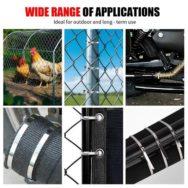 Alt view image 7 of 7 - Metal Zip Ties Gun Set-For Fastening And Cutting Tie Special Tool,With 150pcs Stainless Steel Zip Ties Heavy Duty OutdoorFor Chain Link Fence Parts, Wire Fence Rolls,Exhaust Wrap, Poultry Fence