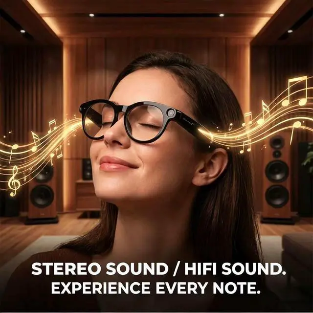 Alt view image 6 of 7 - AI Smart Glasses with Camera, 8MP HD Video, Real-Time Translation | Photo Capture,Object Recognition,80min Video Time,Open-Ear Music, Bluetooth Calls, AI Assistant