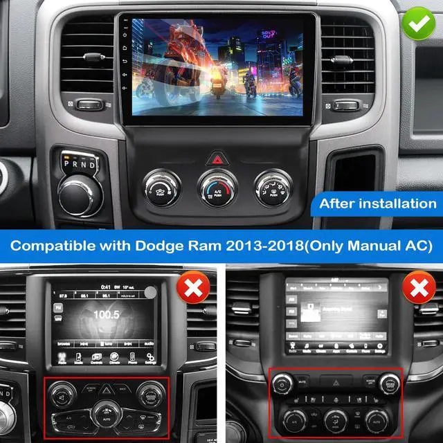 Alt view image 2 of 7 - Car Stereo for Dodge RAM 1500 2500 3500 2013-2018 Manual AC with CarPlay | 9'' Android 15 Touch Screen Radio Replacement,2G Ram 32G ROM