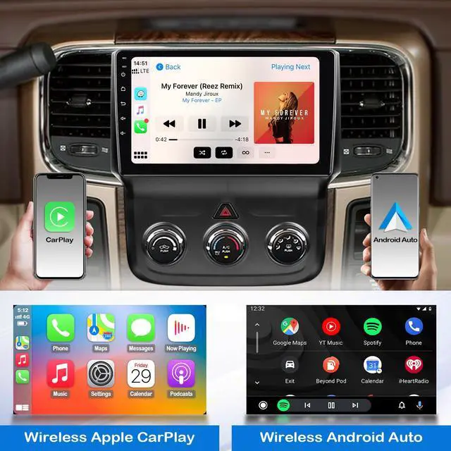 Alt view image 3 of 7 - Car Stereo for Dodge RAM 1500 2500 3500 2013-2018 Manual AC with CarPlay | 9'' Android 15 Touch Screen Radio Replacement,2G Ram 32G ROM
