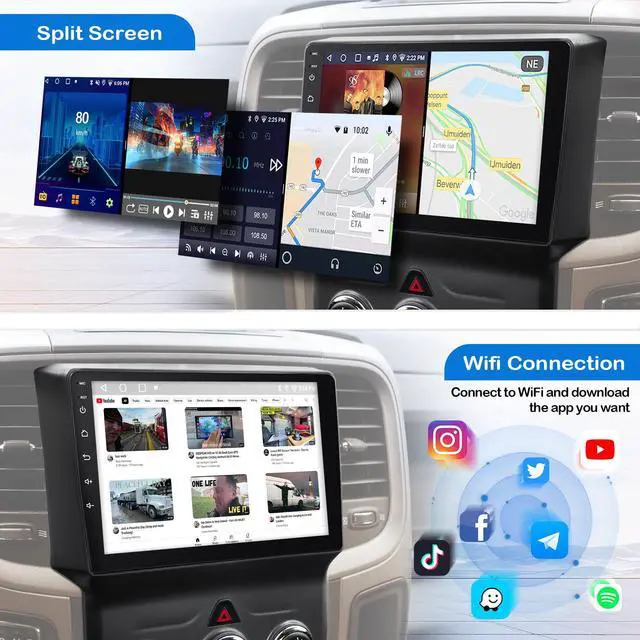 Alt view image 4 of 7 - Car Stereo for Dodge RAM 1500 2500 3500 2013-2018 Manual AC with CarPlay | 9'' Android 15 Touch Screen Radio Replacement,2G Ram 32G ROM