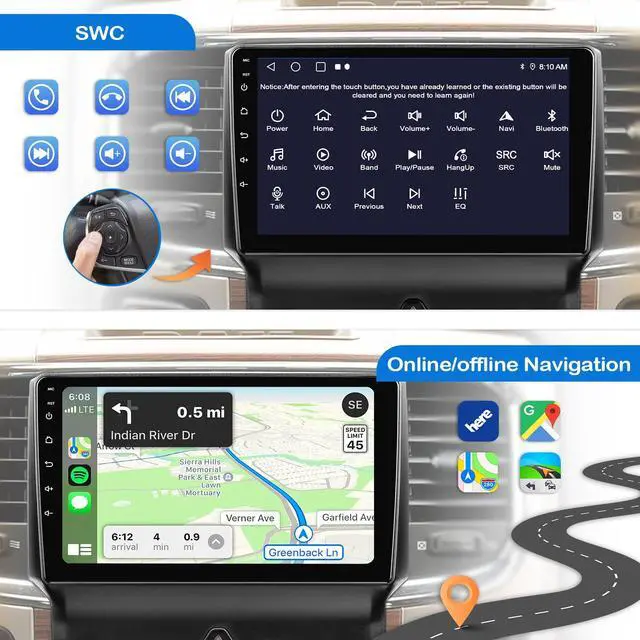 Alt view image 5 of 7 - Car Stereo for Dodge RAM 1500 2500 3500 2013-2018 Manual AC with CarPlay | 9'' Android 15 Touch Screen Radio Replacement,2G Ram 32G ROM