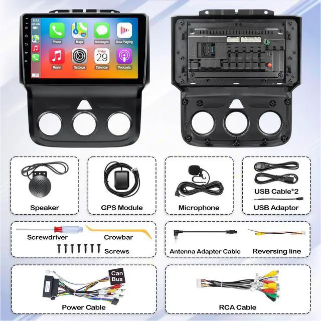 Alt view image 7 of 7 - Car Stereo for Dodge RAM 1500 2500 3500 2013-2018 Manual AC with CarPlay | 9'' Android 15 Touch Screen Radio Replacement,2G Ram 32G ROM
