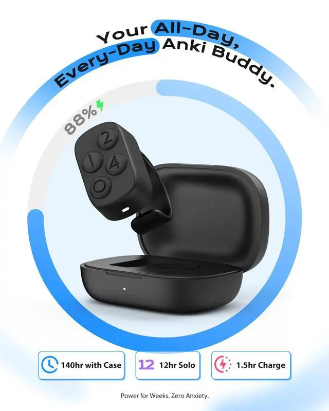 Alt view image 5 of 7 - 2.0 Remote for Anki | No Remap | No Add-on | 5s Fast Pair | 12hr+ Single Use |140hr+ with Charging Case Steady Connection Lightweight Work with All Windows, MacOS, iOS, Android Devices