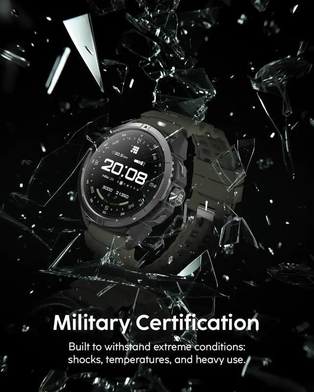Alt view image 3 of 7 - Cubitt Terra Rugged Smartwatch with Dual-Band GPS Desert Sand | 1.48 AMOLED, Offline Maps, VITA AI, AI Coach, Readiness Score, 5ATM, 14-Day Battery