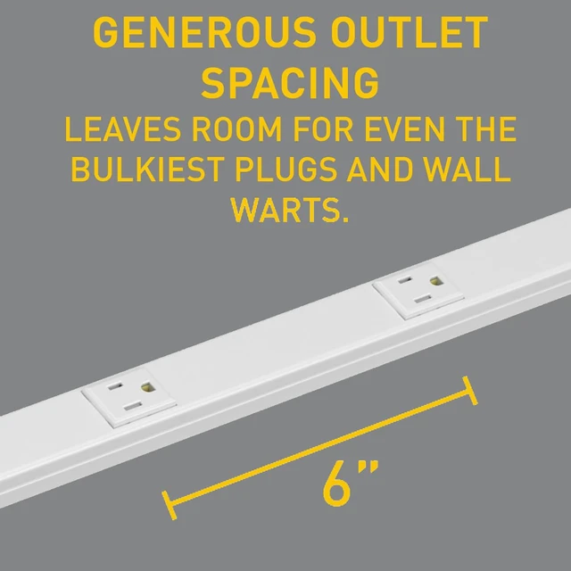 Alt view image 4 of 4 - Legrand WH20GB306TRGFI6 Plugmold 2000 Series 3 Foot Hardwired Power Strip with 5 Tamper Resistant Outlets and GFCI Protection, White