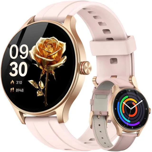 Main image of Smart Watch for Women Android & iPhone (2 Bands Sakura Pink) | 1.57" HD Display, Bluetooth Call/Answer, IP68 Waterproof, Heart Rate/SpO2/Sleep Monitor, Built-In AI Voice, 105+ Sports Modes