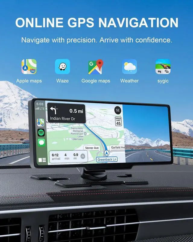 Alt view image 3 of 7 - HK3 Carplay Screen for Car, 10.26 Wireless Apple Car Play Touchscreen | Android Auto with 4K Dash Cam,1080P Backup Camera,64GB TF card, Car Stereo/GPS Navigation/Mirror Link/Bluetooth/Voice Control