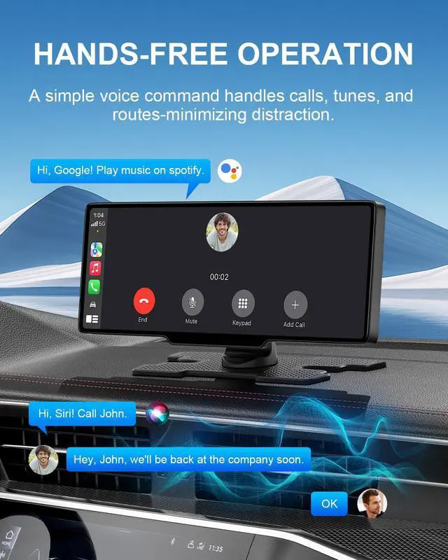 Alt view image 5 of 7 - HK3 Carplay Screen for Car, 10.26 Wireless Apple Car Play Touchscreen | Android Auto with 4K Dash Cam,1080P Backup Camera,64GB TF card, Car Stereo/GPS Navigation/Mirror Link/Bluetooth/Voice Control