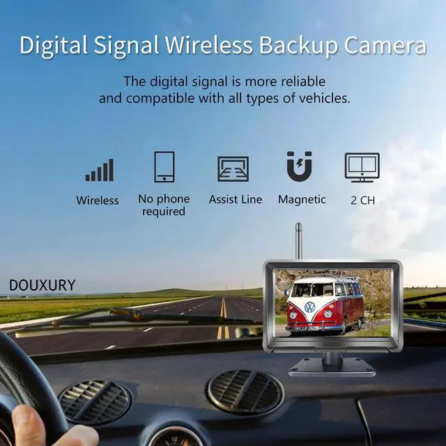 Alt view image 5 of 7 - Wireless Backup Camera Solar Magnetic for RV Car Trailer Truck Camper 5th Wheels Hitch Towing No Wiring No Drilling Rechargeable Night Vision Portable Backup Camera with 5" 1080P HD 2-Split Monitor