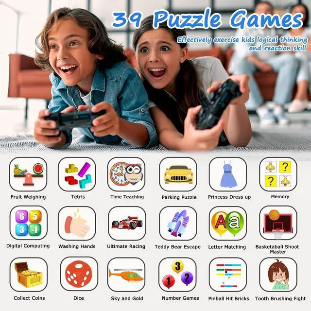Alt view image 3 of 7 - Kids Smart Game Watch with 39 Games HD Touch Screen Video Camera Music Player Pedometer Flashlight Alarm Clock 12/24 hr, Gifts for 5-12 Year Olds Boys
