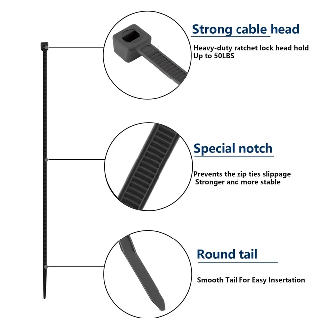 Alt view image 6 of 7 - 800 PCS Black Zip Ties Assorted Sizes 8+12+14+18 Inch Self-locking Nylon Cable ties Heavy Duty Outdoor, UV Resistant Wire Straps for Home Office Garden Workshop Indoor Outdoor Fence