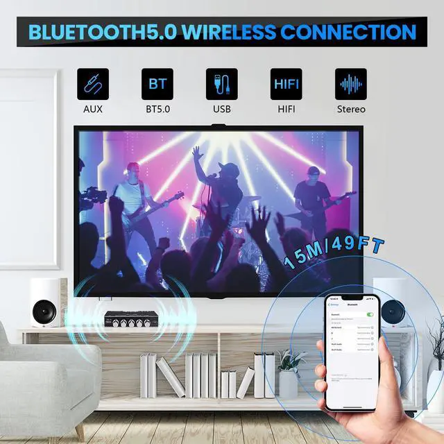 Alt view image 4 of 7 - Bluetooth Amplifier Board, ZK-HT21 2.1 Channel 160W x 2+220W Subwoofer Amp | Stereo Mini Audio Power Amplifier Module TDA7498E HiFi Chips,BT USB AUX Input DC 15-36V for DIY Home Speakers