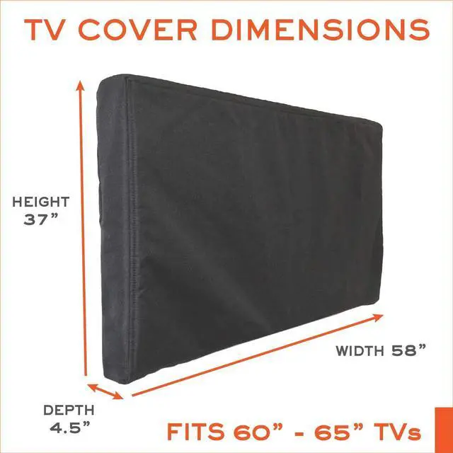 Alt view image 2 of 6 - Outdoor TV Cover 60 - 65 inch - WITH ZIPPER, Weatherproof, Waterproof 360 degrees protection, Soft Non Scratch Interior - Black