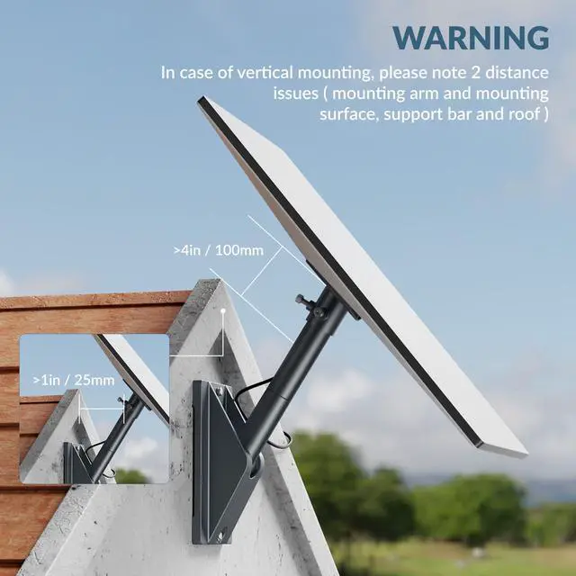Alt view image 4 of 7 - Starlink Gen 3 Mount Kit, Heavy-Duty Aluminum Roof/Wall Mount Accessories for Starlink V3, 5.5"x8.8" Stable Base, 90° Tool-Free Tilt, Insulation Guard, Satellite Dish Mounting Kit Pole & Pipe Adapter