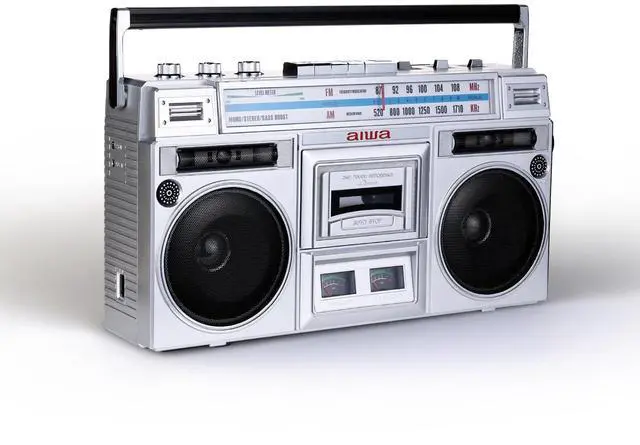 Main image of Portable Retro Boombox BackTrack Jr, Vintage Bluetooth Speaker with Cassette Player, Bluetooth, FM/AM Radio, USB & AUX for Home, Outdoor, and Travel Listening (Silver)