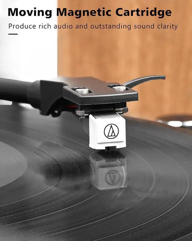 Alt view image 3 of 6 - Vinyl Record Player with 36 Watt Stereo Bookshelf Speakers | Bluetooth Turntable Hi-Fi System with Magnetic Cartridge, USB Recording and Auto Stop, Built-in Preamp, Belt Drive 2-Speed