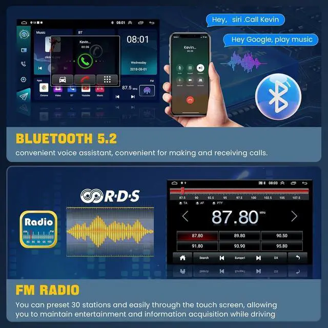 Alt view image 5 of 7 - (8Core + 64GB) 10.1 Inch QLED Touch Screen Car Radio for Jeep Wrangler 2015 2016 2017 with Carplay and Android Auto,Android 13 Jeep Wrangler Stereo Support Bluetooth,WiFi,GPS,FM Radio,Backup Camera