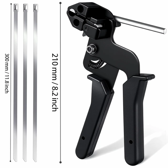 Alt view image 2 of 7 - Stainless Steel Cable Tie Gun & 100pcs 11.8inch Metal Zip Ties Self-Locking, UV & Corrosion Resistant, Stainless Steel Zip Ties for fence repair, Exhaust Wrap, Chicken Coop, Pipe, Farm Use