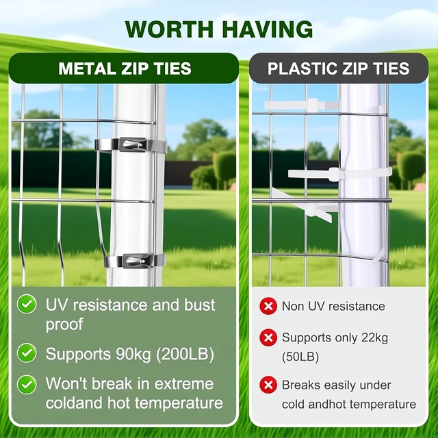 Alt view image 6 of 7 - Stainless Steel Cable Tie Gun & 100pcs 11.8inch Metal Zip Ties Self-Locking, UV & Corrosion Resistant, Stainless Steel Zip Ties for fence repair, Exhaust Wrap, Chicken Coop, Pipe, Farm Use