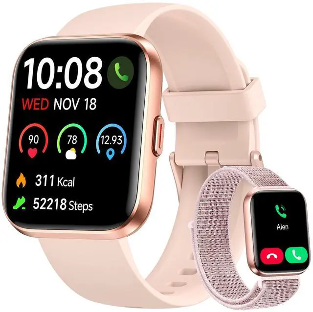 Main image of Smart Watch for Women, Answer/Make Calls, Alexa Built-in, 1.85" Touch Screen Fitness Tracker for Android & iPhone, Heart Rate/Sleep/SpO2 Monitor Smartwatch, Waterproof (Rose Gold)