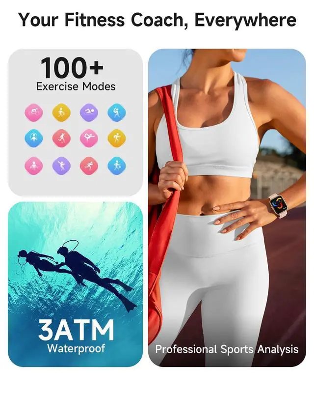 Alt view image 4 of 7 - Smart Watch for Women, Answer/Make Calls, Alexa Built-in, 1.85" Touch Screen Fitness Tracker for Android & iPhone, Heart Rate/Sleep/SpO2 Monitor Smartwatch, Waterproof (Rose Gold)