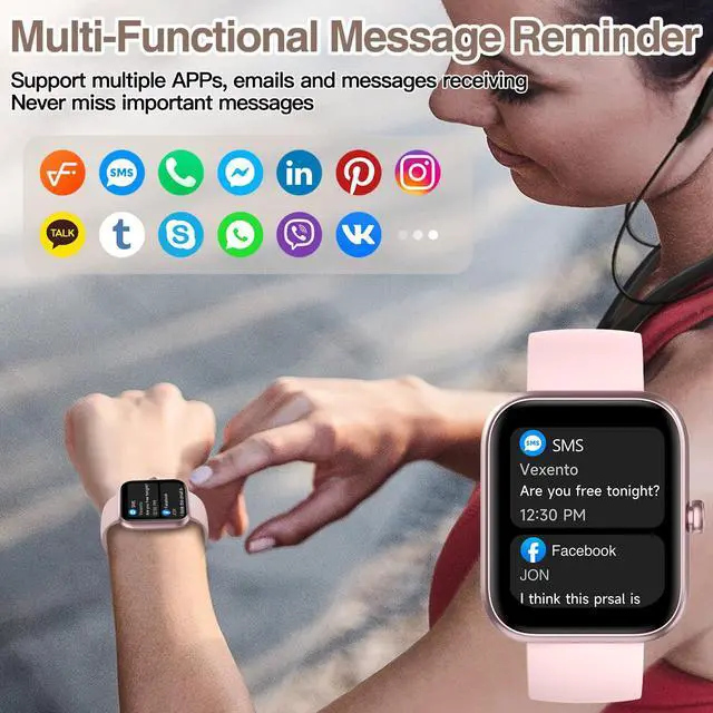 Alt view image 3 of 7 - Smart Watch for Women Men with Bluetooth Call, Alexa Built-in Smartwatch, 1.83"DIY Dial Fitness Watch with Sleep Heart Rate Monitor, 110+ Sport Modes, IP68 Waterproof Watch Compatible with Android iOS