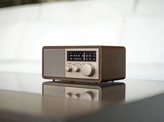 Alt view image 5 of 7 - WR-16SE AM/FM/Bluetooth/Aux-in/USB Phone Charging 45th Anniversary Special Edition Wooden Cabinet Radio (Dark Walnut with Rose Gold)