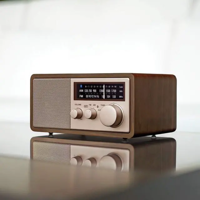 Alt view image 7 of 7 - WR-16SE AM/FM/Bluetooth/Aux-in/USB Phone Charging 45th Anniversary Special Edition Wooden Cabinet Radio (Dark Walnut with Rose Gold)