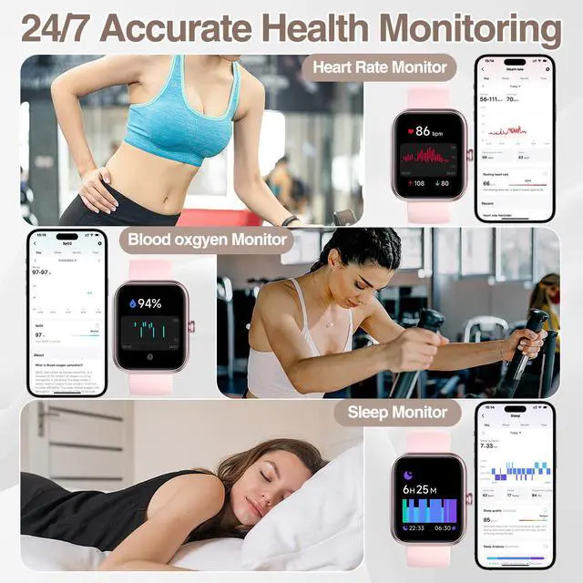 Alt view image 5 of 7 - Smart Watch for Women Men with Bluetooth Call, Alexa Built-in Smartwatch, 1.83"DIY Dial Fitness Watch with Sleep Heart Rate Monitor, 110+ Sport Modes, IP68 Waterproof Watch Compatible with Android iOS
