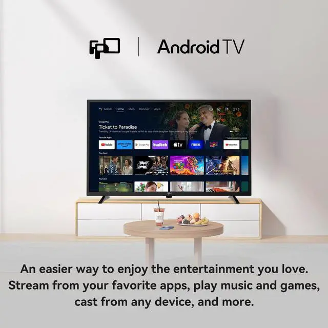 Alt view image 4 of 7 - 43 Inch 1080p Full HD Smart Android TV Ultra Thin LED Television | Android TV Smart OS, HDR10 vivid colors, built-in Google Cast, VESA wall mount support