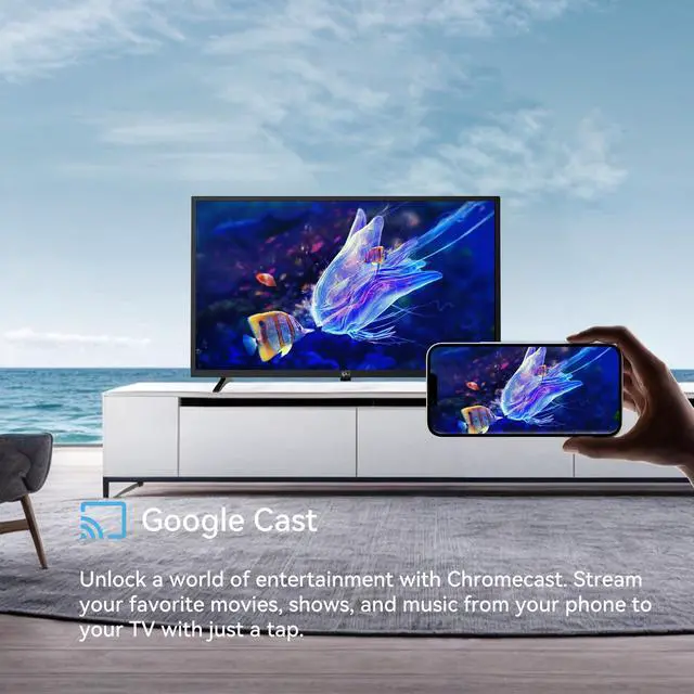 Alt view image 5 of 7 - 43 Inch 1080p Full HD Smart Android TV Ultra Thin LED Television | Android TV Smart OS, HDR10 vivid colors, built-in Google Cast, VESA wall mount support