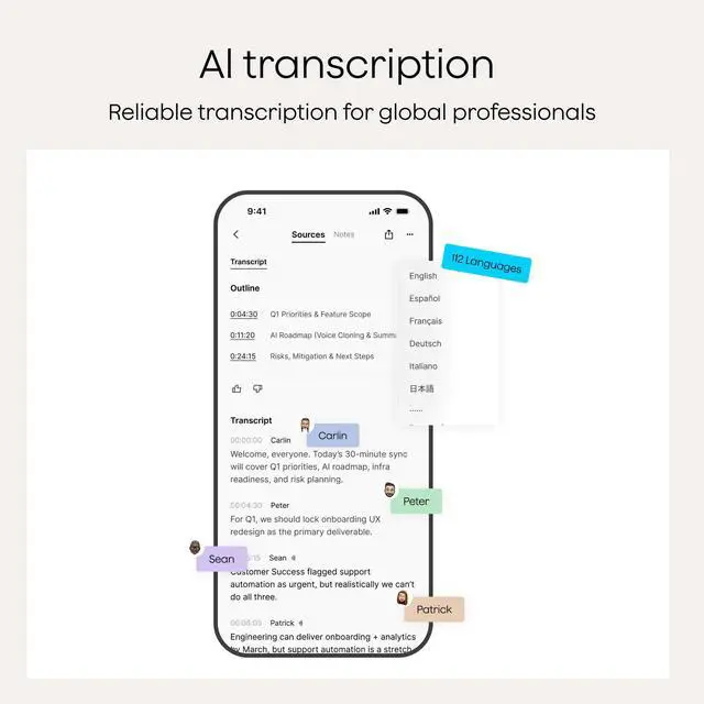 Alt view image 5 of 7 - Note Pro AI Voice Recorder Transcribe & Summarize for Meetings Calls | AI Note Taker for Professionals & Teams, Productivity, 112 Languages, Ultra-Slim, InstantView Display, Case Included, Black