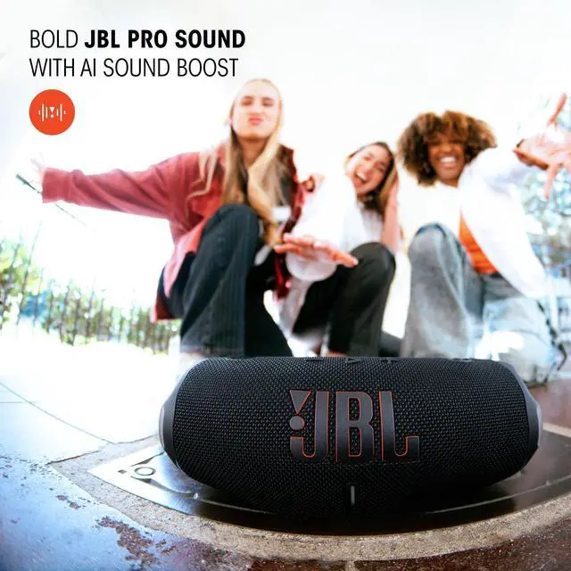 Alt view image 4 of 7 - Charge 6 Portable Bluetooth Speaker, Waterproof, Drop-Proof - Black | Long Battery Life Up To 28 Hours, Quick Charging, Built-In Powerbank, Weatherproof For Outdoor, Poolside, And Shower Use