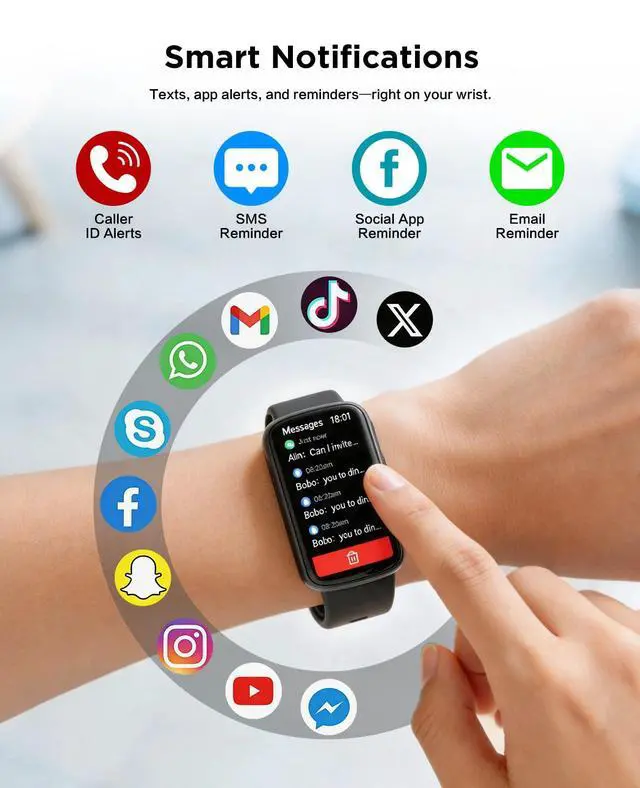 Alt view image 4 of 7 - Smart Watch Fitness Trackers for Men Women, 24/7 Health Activity Monitor | 1.47 HD Curved Screen, 24/7 Heart Rate/SpO2/ Blood Pressure Monitor, Sleep Tracker, 110+ Sports Modes, IP67 for Android iOS