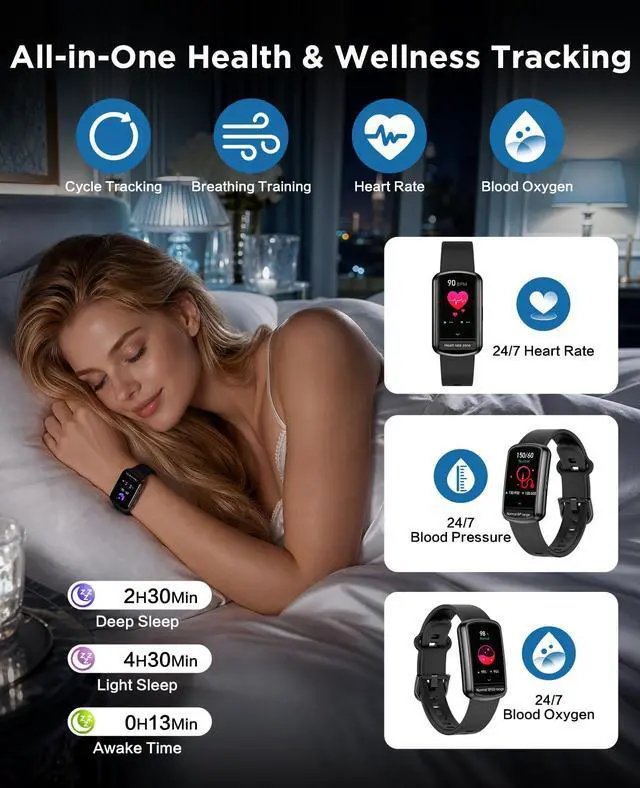 Alt view image 2 of 7 - Smart Watch Fitness Trackers for Men Women, 24/7 Health Activity Monitor | 1.47 HD Curved Screen, 24/7 Heart Rate/SpO2/ Blood Pressure Monitor, Sleep Tracker, 110+ Sports Modes, IP67 for Android iOS